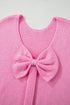 Elegant Bow Detail Backless Bubble Sleeve Knit Sweater