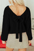Elegant Bow Detail Backless Bubble Sleeve Knit Sweater