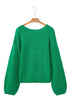 Elegant Bow Detail Backless Bubble Sleeve Knit Sweater