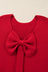 Elegant Bow Detail Backless Bubble Sleeve Knit Sweater
