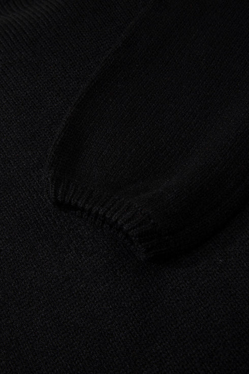 Elegant Bow Detail Backless Bubble Sleeve Knit Sweater
