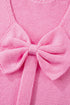 Elegant Bow Detail Backless Bubble Sleeve Knit Sweater