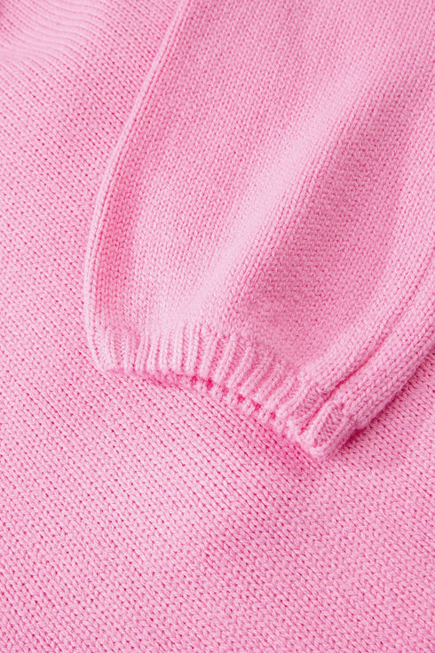 Elegant Bow Detail Backless Bubble Sleeve Knit Sweater