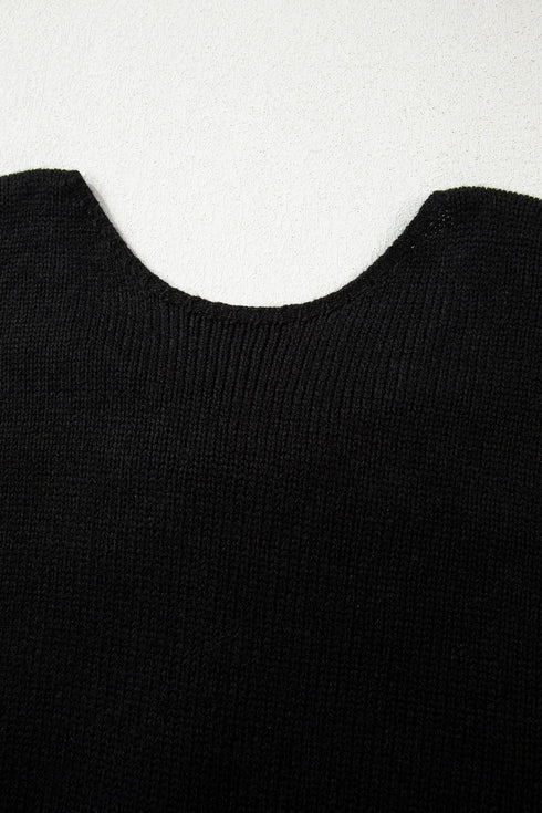 Elegant Bow Detail Backless Bubble Sleeve Knit Sweater