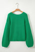 Elegant Bow Detail Backless Bubble Sleeve Knit Sweater