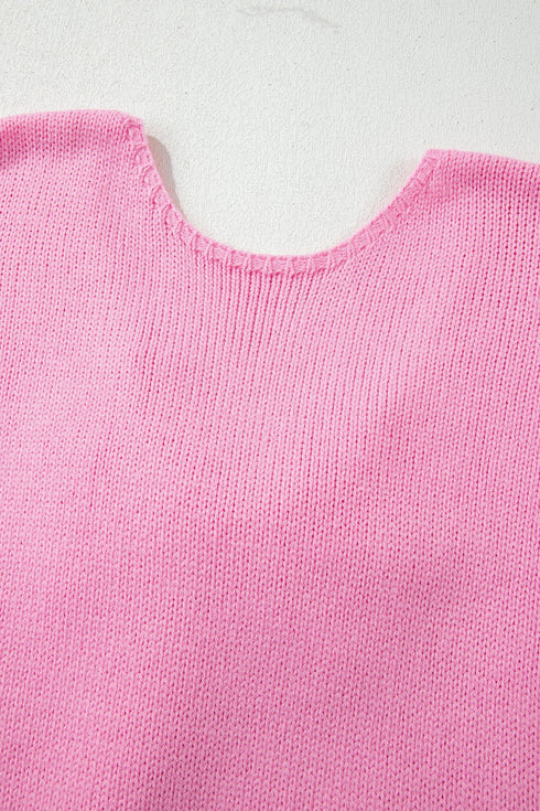 Elegant Bow Detail Backless Bubble Sleeve Knit Sweater