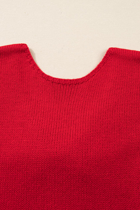 Elegant Bow Detail Backless Bubble Sleeve Knit Sweater