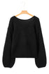 Elegant Bow Detail Backless Bubble Sleeve Knit Sweater