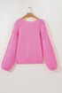 Elegant Bow Detail Backless Bubble Sleeve Knit Sweater