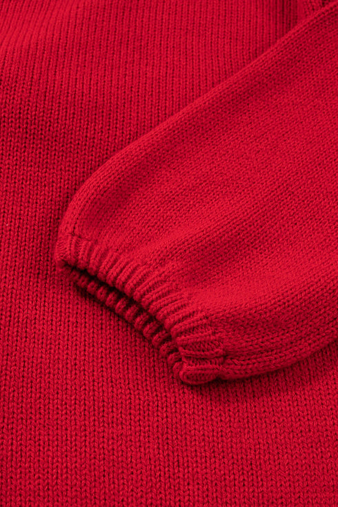 Elegant Bow Detail Backless Bubble Sleeve Knit Sweater