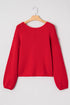 Elegant Bow Detail Backless Bubble Sleeve Knit Sweater