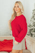 Elegant Bow Detail Backless Bubble Sleeve Knit Sweater