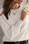 Elegant Button Cuff Detail Bishop Sleeve Crew Neck Pullover Sweater