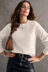 Elegant Button Cuff Detail Bishop Sleeve Crew Neck Pullover Sweater