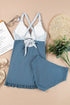 Elegant Criss Cross Ruched Ruffled Detail Two Piece Tankini Swimsuit Set