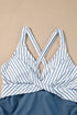 Elegant Criss Cross Ruched Ruffled Detail Two Piece Tankini Swimsuit Set