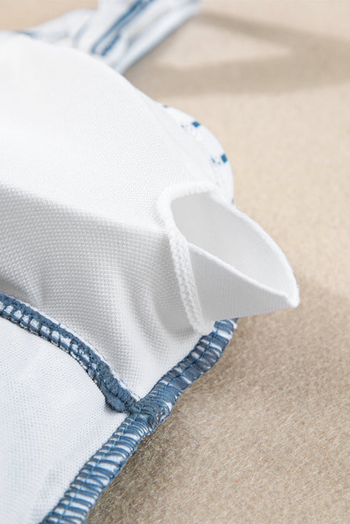 Elegant Criss Cross Ruched Ruffled Detail Two Piece Tankini Swimsuit Set