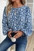 Elegant Ditsy Floral Print Lantern Sleeve Woven Blouse