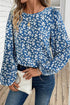 Elegant Ditsy Floral Print Lantern Sleeve Woven Blouse