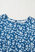 Elegant Ditsy Floral Print Lantern Sleeve Woven Blouse