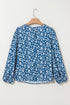 Elegant Ditsy Floral Print Lantern Sleeve Woven Blouse