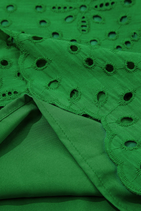 Elegant Eyelet Embroidered T Shirt Mini Dress