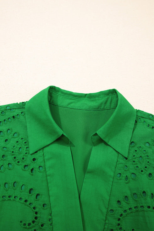 Elegant Eyelet Embroidered T Shirt Mini Dress