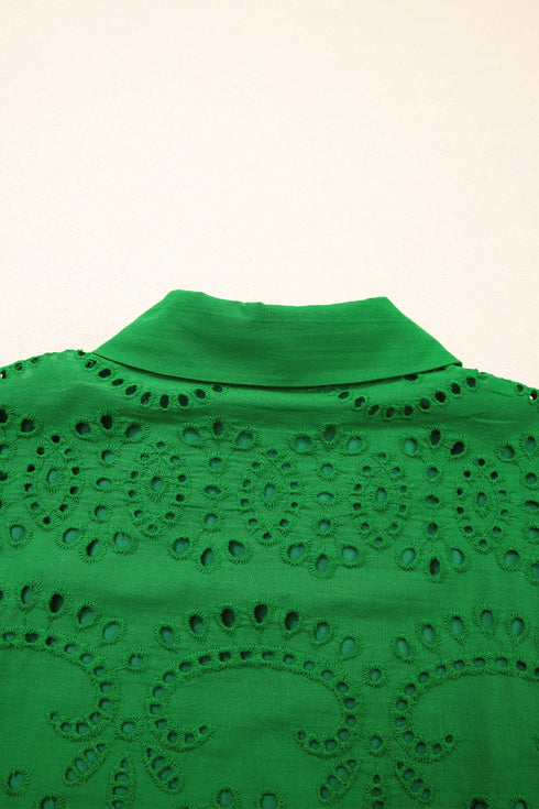 Elegant Eyelet Embroidered T Shirt Mini Dress