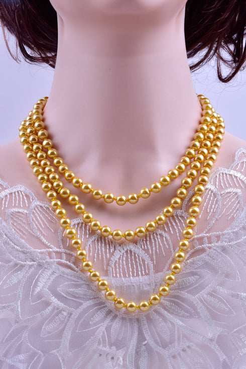 Elegant Faux Pearl Beaded Layered Statement Necklace
