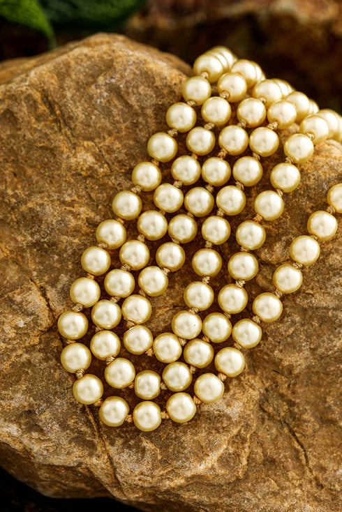 Elegant Faux Pearl Beaded Layered Statement Necklace