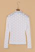 Elegant Floral Lace High Neck Long Sleeve Sheer Top