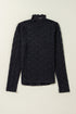 Elegant Floral Lace High Neck Long Sleeve Sheer Top