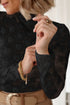 Elegant Floral Lace High Neck Long Sleeve Sheer Top