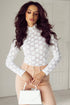 Elegant Floral Lace High Neck Long Sleeve Sheer Top