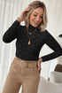 Elegant Floral Lace High Neck Long Sleeve Sheer Top