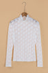 Elegant Floral Lace High Neck Long Sleeve Sheer Top