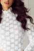 Elegant Floral Lace High Neck Long Sleeve Sheer Top