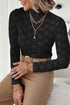 Elegant Floral Lace High Neck Long Sleeve Sheer Top