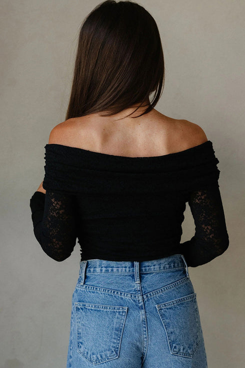 Elegant Floral Lace Off Shoulder Long Sleeve Top