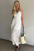 Elegant Floral Lace Overlay Tie Spaghetti Strap Maxi Dress