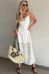 Elegant Floral Lace Overlay Tie Spaghetti Strap Maxi Dress