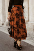 Elegant Floral Leaf Embroidered High Waist Maxi Skirt