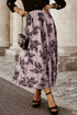 Elegant Floral Leaf Embroidered High Waist Maxi Skirt