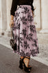 Elegant Floral Leaf Embroidered High Waist Maxi Skirt