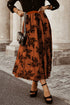 Elegant Floral Leaf Embroidered High Waist Maxi Skirt