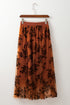 Elegant Floral Leaf Embroidered High Waist Maxi Skirt