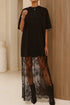 Elegant Floral Patchwork Short Sleeve T Shirt Maxi Dress