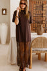 Elegant Floral Patchwork Short Sleeve T Shirt Maxi Dress