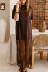 Elegant Floral Patchwork Short Sleeve T Shirt Maxi Dress