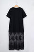 Elegant Floral Patchwork Short Sleeve T Shirt Maxi Dress